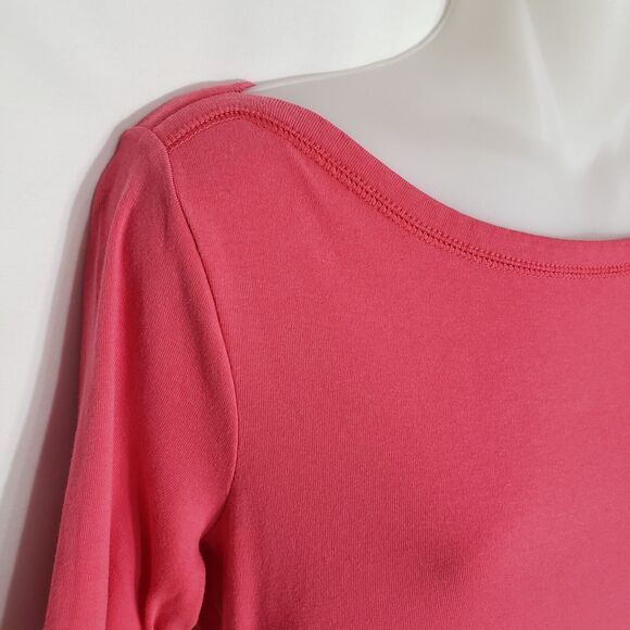 Talbots Womens Tee Size Small Stretch Weekend Tee Boat Neck Short Sleeve Salmond - Picture 4 of 8